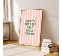 ZHAOLIN What's The Best That Could Happen Motivational Poster Wall Art Canvas Print Minimalist Positive Quote Stripe Dopamine Decor(60x90cm/Canvas wrap)
