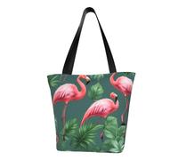 ZHAOLQ Flamingo bird Green Plant Leaf Print Lightweight Shoulder Bag Summer Outings Tote Bags Travel Hiking Work Casual Use