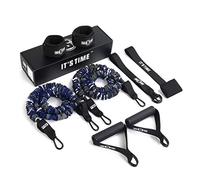 ZHAONAA Agile training INNSTAR Anti Snap Resistance Bands Set with Door Anchor Handles Ankle Cuffs and Carry Bag Workout Bands with Protective Sleeves Auxiliary band (Color : 80LB 9pcs marine)