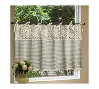 ZHAOQIN Short Curtains American Crochet Hollow Flower Splicing Checked Short Curtain