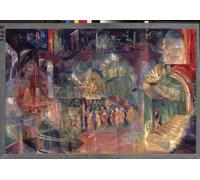 ZHAOSHAN Classic Landscape Artwork Artwork Print a Bar by Georgi Bogdanovich Yakulov Wall Art Graffiti for Office Decor 60x90cm