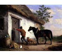 ZHAOSHAN Classic Landscape Artwork Artwork Print At the Cottage Door by Eugene Verboeckhoven Wall Art Graffiti for Office Decor 60x90cm