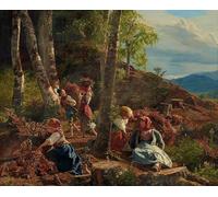 ZHAOSHAN Classic Landscape Artwork Artwork Print Brushwood Pickers At the Vienna Woods by Ferdinand Georg Waldmuller Wall Art Graffiti for Office Decor 60x90cm