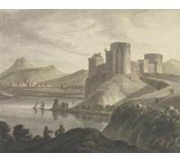 ZHAOSHAN Classic Landscape Artwork Artwork Print Castle with Figures in a Classical Landscape by Robert Adam Wall Art Graffiti for Office Decor 60x90cm