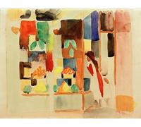 ZHAOSHAN Classic Landscape Artwork Artwork Print Children At the Vegetable Shop I by August Macke Wall Art Graffiti for Office Decor 60x90cm