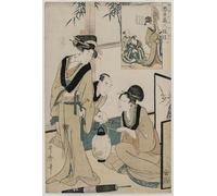 ZHAOSHAN Classic Landscape Artwork Artwork Print Chushingura Act Vi of the Storehouse of Loyalty by Kitagawa Utamaro Wall Art Graffiti for Office Decor 60x90cm