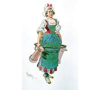 ZHAOSHAN Classic Landscape Artwork Artwork Print Costume Design for a Servant Girl From the Opera Manon Lescaut by Adolfo Hohenstein Wall Art Graffiti for Office Decor 60x90cm