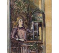 ZHAOSHAN Classic Landscape Artwork Artwork Print Girl with Birdcage by Paul Cézanne Wall Art Graffiti for Office Decor 60x90cm
