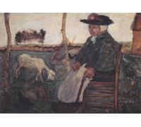 ZHAOSHAN Classic Landscape Artwork Artwork Print Old Peasant Woman with Goat by Paula Modersohn Becker Wall Art Graffiti for Office Decor 60x90cm