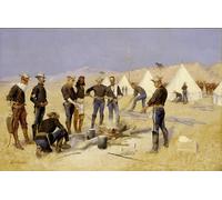 ZHAOSHAN Classic Landscape Artwork Artwork Print Roasting the Christmas Beef in a Cavalry Camp by Frederic Remington Wall Art Graffiti for Office Decor 60x90cm