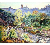 ZHAOSHAN Classic Landscape Artwork Artwork Print Ruins of the Chateau Crozant by Jean Baptiste Armand Guillaumin Wall Art Graffiti for Office Decor 60x90cm