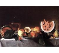 ZHAOSHAN Classic Landscape Artwork Artwork Print Still-life with Fruit and a Carafe of White Wine by Pensionate Del Saraceni Wall Art Graffiti for Office Decor 60x90cm