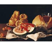 ZHAOSHAN Classic Landscape Artwork Artwork Print Still Life with Plums Figs Bread and Jug by Luis Egidio Melendez Wall Art Graffiti for Office Decor 60x90cm