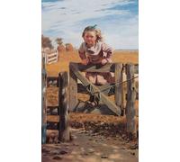 ZHAOSHAN Classic Landscape Artwork Artwork Print Swinging on a Gate Southampton Long Island by John George Brown Wall Art Graffiti for Office Decor 60x90cm