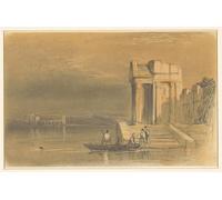 ZHAOSHAN Classic Landscape Artwork Artwork Print Temple Ruins on a Lake in an Italian Landscape by William Clarkson Stanfield Wall Art Graffiti for Office Decor 60x90cm