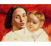 ZHAOSHAN Classic Landscape Artwork Artwork Print the Artists Sister Mrs Sarahand Her Child by William Holman Hunt Wall Art Graffiti for Office Decor 60x90cm