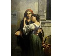 ZHAOSHAN Classic Landscape Artwork Artwork Print the Beggar Girls by Pierre-auguste Cot Wall Art Graffiti for Office Decor 60x90cm