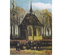 ZHAOSHAN Classic Landscape Artwork Artwork Print the Church of Nuenen with Churchgoers by Vincent Van Gogh Wall Art Graffiti for Office Decor 60x90cm