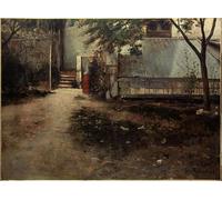 ZHAOSHAN Classic Landscape Artwork Artwork Print the Courtyard of My House by Santiago Rusiñol Wall Art Graffiti for Office Decor 60x90cm