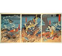 ZHAOSHAN Classic Landscape Artwork Artwork Print the Death of Tomomori At the Battle of Dannoura by Utagawa Kuniyoshi Wall Art Graffiti for Office Decor 60x90cm