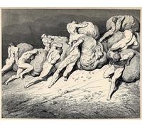 ZHAOSHAN Classic Landscape Artwork Artwork Print the Hoarders and Wasters Illustration to the Divine Comedy by Dante Alighieri by Gustave Dore Wall Art Graffiti for Office Decor 60x90cm