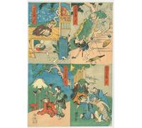 ZHAOSHAN Classic Landscape Artwork Artwork Print the Monster's Chūshingura by Utagawa Kuniyoshi Wall Art Graffiti for Office Decor 60x90cm