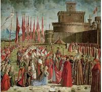 ZHAOSHAN Classic Landscape Artwork Artwork Print the Pilgrims Meet Cyriac Before the Walls by Vittore Carpaccio Wall Art Graffiti for Office Decor 60x90cm