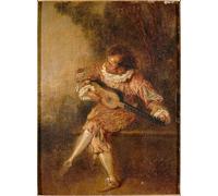 ZHAOSHAN Classic Landscape Artwork Artwork Print the Serenade Giver by Jean Antoine Watteau Wall Art Graffiti for Office Decor 60x90cm