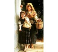 ZHAOSHAN Classic Landscape Artwork Artwork Print the Two Sisters by William Adolphe Bouguereau Wall Art Graffiti for Office Decor 60x90cm