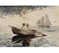 ZHAOSHAN Classic Landscape Artwork Artwork Print Two Boys Rowing Gloucester by Winslow Homer Wall Art Graffiti for Office Decor 60x90cm