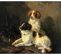 ZHAOSHAN Classic Landscape Artwork Artwork Print Two Spaniels Waiting for the Hunt by Henriette Ronner-knip Wall Art Graffiti for Office Decor 60x90cm