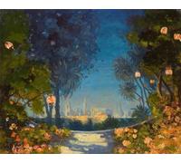 ZHAOSHAN Classic Landscape Artwork Artwork Print View Across a Lake Towards a City by Thomas E Mostyn Wall Art Graffiti for Office Decor 60x90cm