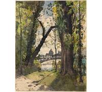 ZHAOSHAN Classic Landscape Artwork Artwork Print View of the Institut De France From the Foot of the Pont Royal by Henri- Harpignies Wall Art Graffiti for Office Decor 60x90cm