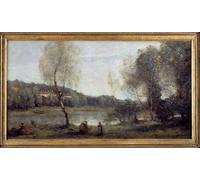 ZHAOSHAN Classic Landscape Artwork Artwork Print View of Ville d'Avray the pond at work in front of the villas. by Jean Baptiste Camille Corot Wall Art Graffiti for Office Decor 60x90cm