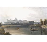ZHAOSHAN Classic Landscape Artwork Artwork Print Windsor Castle From the River Thames a West View and Fishing From Punts by William Daniell Wall Art Graffiti for Office Decor 60x90cm