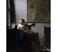ZHAOSHAN Classic Landscape Artwork Artwork Print Woman with a Lute by Jan Vermeer van Delft Wall Art Graffiti for Office Decor 60x90cm