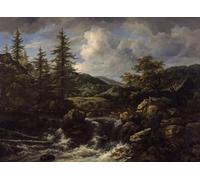 ZHAOSHAN Classic Landscape Artwork Artwork Print Wooded Landscape with Waterfall by Jacob Van Ruisdael Wall Art Graffiti for Office Decor 60x90cm