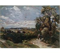 ZHAOSHAN Classic Wall Art Decor Modern Canvas Picture a Cart on the Road of Flatford by John Constable Art Canvas Murals for Home Decor 60x90cm