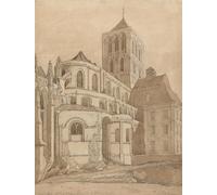ZHAOSHAN Classic Wall Art Decor Modern Canvas Picture Abbey Church At Fecamp Normandy by Sell Cotman Art Canvas Murals for Home Decor 60x90cm