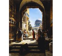 ZHAOSHAN Classic Wall Art Decor Modern Canvas Picture At the Entrance to the Temple Mount by Gustave Baauernfeind Art Canvas Murals for Home Decor 60x90cm