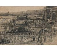 ZHAOSHAN Classic Wall Art Decor Modern Canvas Picture Back Yards with Two Figures by Vincent Van Gogh Art Canvas Murals for Home Decor 60x90cm