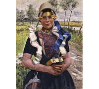 ZHAOSHAN Classic Wall Art Decor Modern Canvas Picture Dutch Finery Marken Girl by George Hitchcock Art Canvas Murals for Home Decor 60x90cm