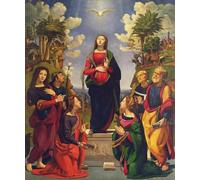 ZHAOSHAN Classic Wall Art Decor Modern Canvas Picture Immaculate Conception and Six Saints by Piero Di Cosimo Art Canvas Murals for Home Decor 60x90cm
