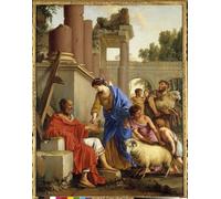 ZHAOSHAN Classic Wall Art Decor Modern Canvas Picture Job Is Restored in His Possessions God Makes a Job Prosperous After Being Struck by Laurent De La Hyre Art Canvas Murals for Home Decor 60x90cm