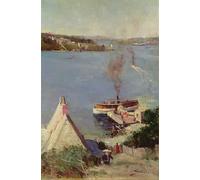 ZHAOSHAN Classic Wall Art Decor Modern Canvas Picture Mcmahons Point Ferry by Arthur Streeton Art Canvas Murals for Home Decor 60x90cm