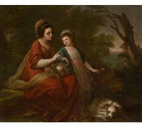 ZHAOSHAN Classic Wall Art Decor Modern Canvas Picture Mrs Hugh and Her Daughter by Angelica Kauffmann Art Canvas Murals for Home Decor 60x90cm