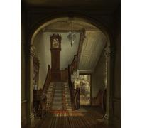 ZHAOSHAN Classic Wall Art Decor Modern Canvas Picture Old Clock on the Stairs by Edward Lamson Henry Art Canvas Murals for Home Decor 60x90cm