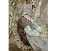 ZHAOSHAN Classic Wall Art Decor Modern Canvas Picture Old Woman Sitting on a Bench in Celeryran by Henri De Toulouse Lautrec Art Canvas Murals for Home Decor 60x90cm