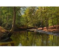 ZHAOSHAN Classic Wall Art Decor Modern Canvas Picture P.mönsted Summer Day At the Waldbach by Peder Monsted Art Canvas Murals for Home Decor 60x90cm