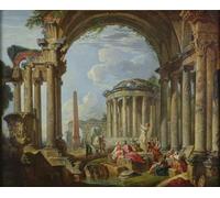 ZHAOSHAN Classic Wall Art Decor Modern Canvas Picture Preaching Among the Ancient Ruins by Paolo Pannini Art Canvas Murals for Home Decor 60x90cm